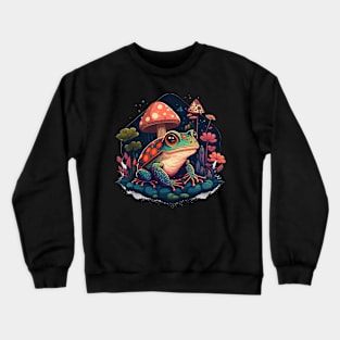 Cottagecore aesthetic frog on Mushroom Crewneck Sweatshirt